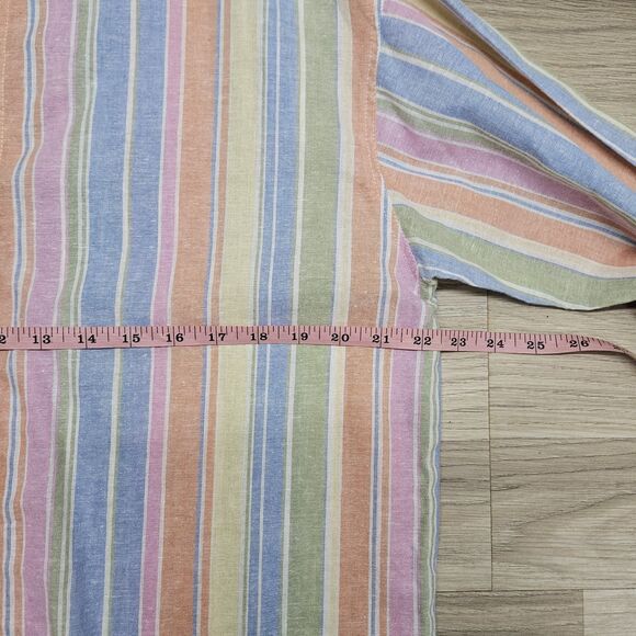 Harve Benard Womens Shirt Rainbow Stripe Linen Cotton Longsleeve Button Up Size - Picture 6 of 8